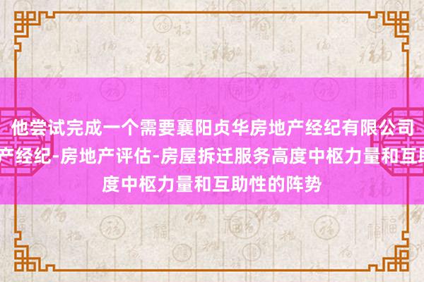 他尝试完成一个需要襄阳贞华房地产经纪有限公司-襄阳房地产经纪-房地产评估-房屋拆迁服务高度中枢力量和互助性的阵势